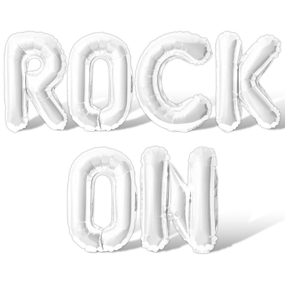 Letter Balloons - ROCK ON 16" Inch Alphabet Letters Foil Mylar Balloon Birthday Party Banner (White)