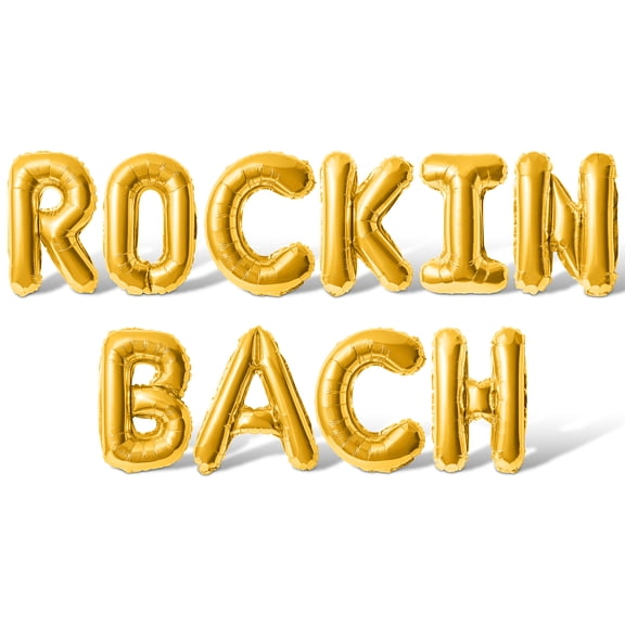 Letter Balloons - ROCKIN BACH 16" Inch Alphabet Letters Foil Mylar Balloon Bachelorette Party Banner (Gold)
