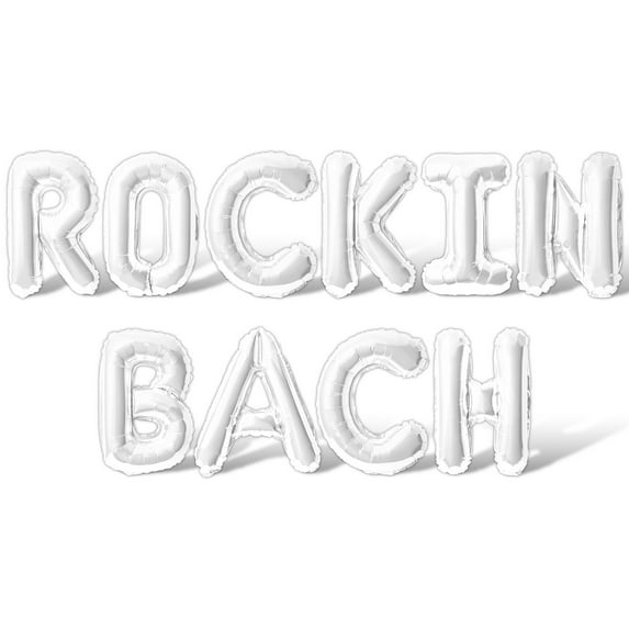 Letter Balloons - ROCKIN BACH 16" Inch Alphabet Letters Foil Mylar Balloon Bachelorette Party Banner (White)