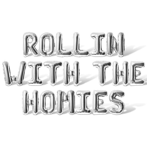 Letter Balloons - ROLLIN WITH THE HOMIES 16" Inch Alphabet Letters Foil Mylar Balloon Roller Skating Birthday Party Banner (Silver)
