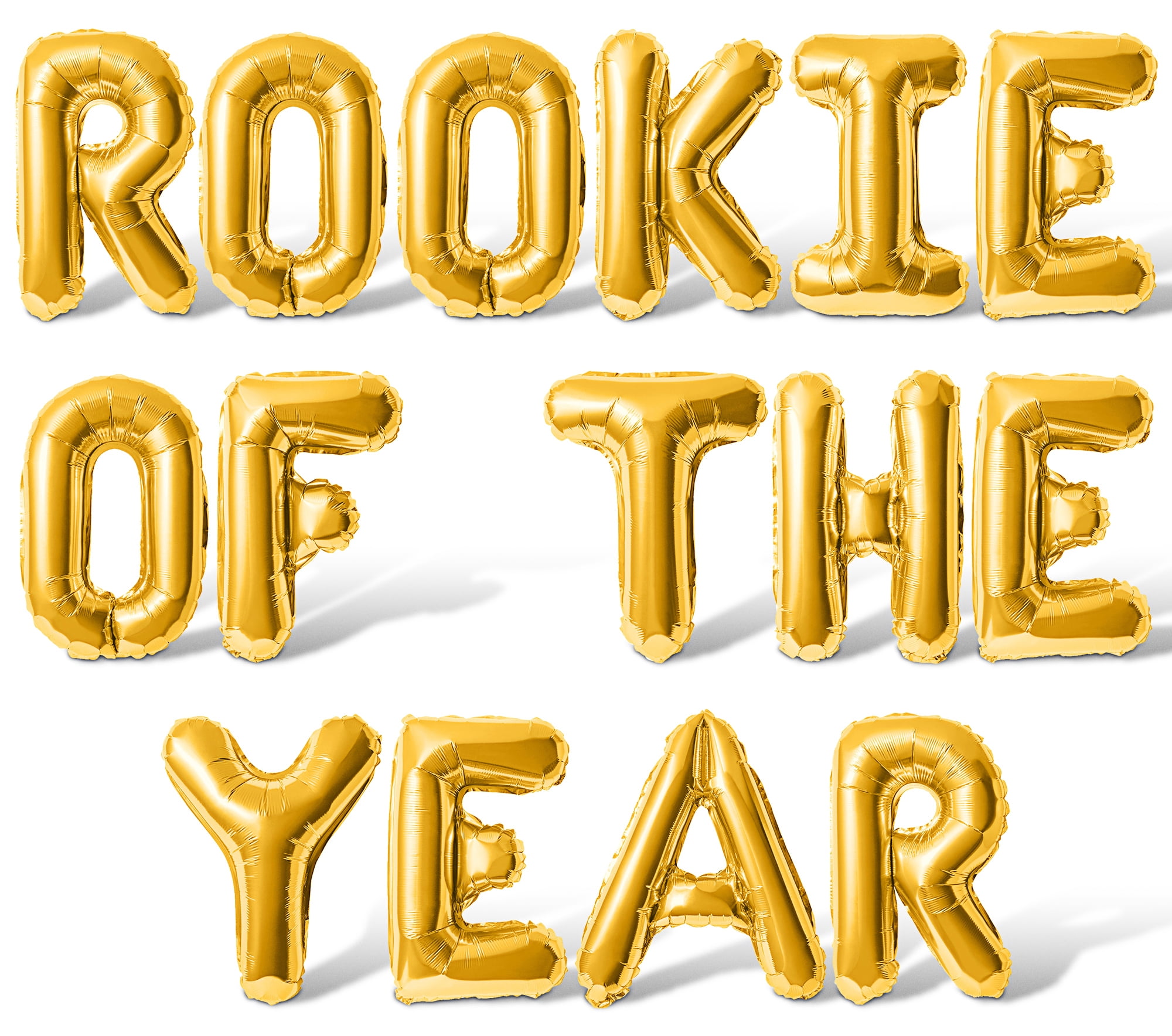 Letter Balloons - ROOKIE OF THE YEAR 16" Inch Alphabet Letters Foil Mylar Balloon 1st Birthday Banner (Gold)
