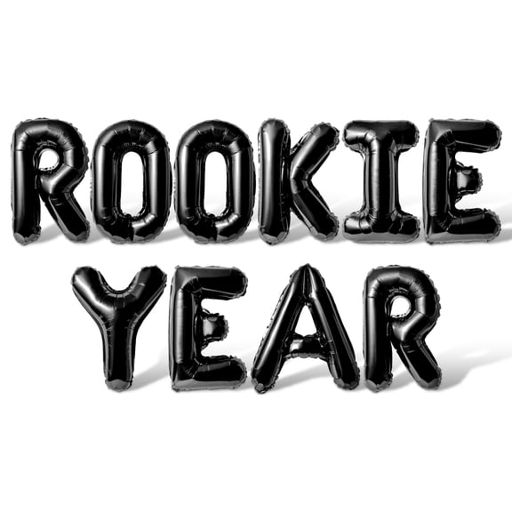 Letter Balloons - ROOKIE YEAR 16" Inch Alphabet Letters Foil Mylar Balloon Game Day Party Banner (Black)
