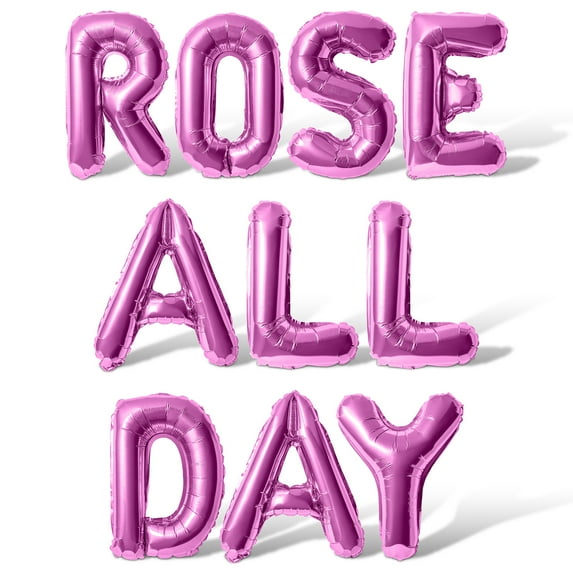 Letter Balloons - ROSE ALL DAY 16" Inch Alphabet Letters Foil Mylar Balloon Bachelorette Party Banner (Pink)