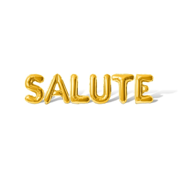 Letter Balloons - SALUTE 16" Inch Alphabet Letters Foil Mylar Balloon Retirement or Farewell Party Banner (Gold)