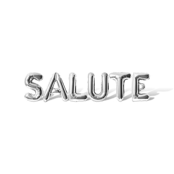 Letter Balloons - SALUTE 16" Inch Alphabet Letters Foil Mylar Balloon Retirement or Farewell Party Banner (Silver)