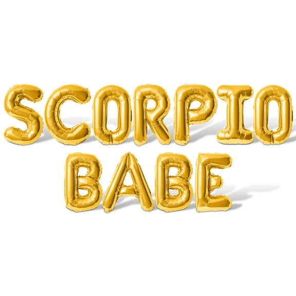 Letter Balloons - SCORPIO BABE 16" Inch Alphabet Letters Foil Mylar Balloon Scorpio Birthday Party Banner (Gold)