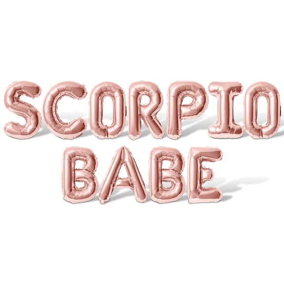 Letter Balloons - SCORPIO BABE 16" Inch Alphabet Letters Foil Mylar Balloon Scorpio Birthday Party Banner (Rose Gold)
