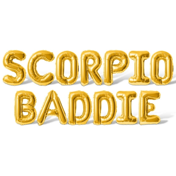 Letter Balloons - SCORPIO BADDIE 16" Inch Alphabet Letters Foil Mylar Balloon Scorpio Birthday Party Banner (Gold)