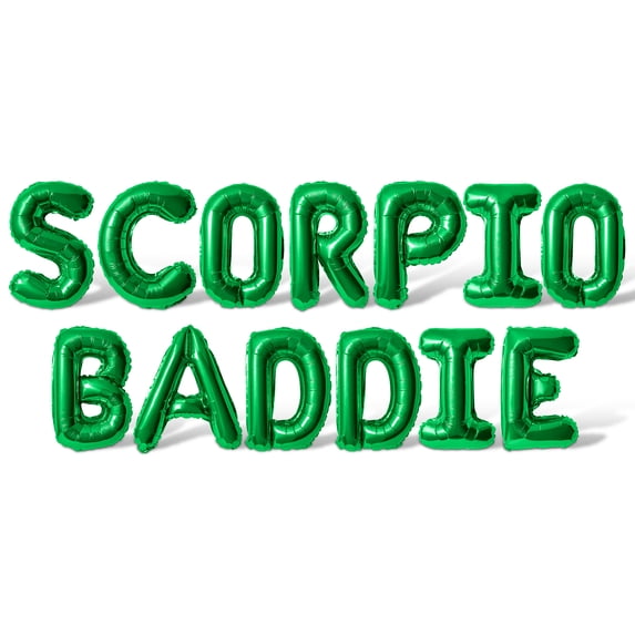 Letter Balloons - SCORPIO BADDIE 16" Inch Alphabet Letters Foil Mylar Balloon Scorpio Birthday Party Banner (Green)