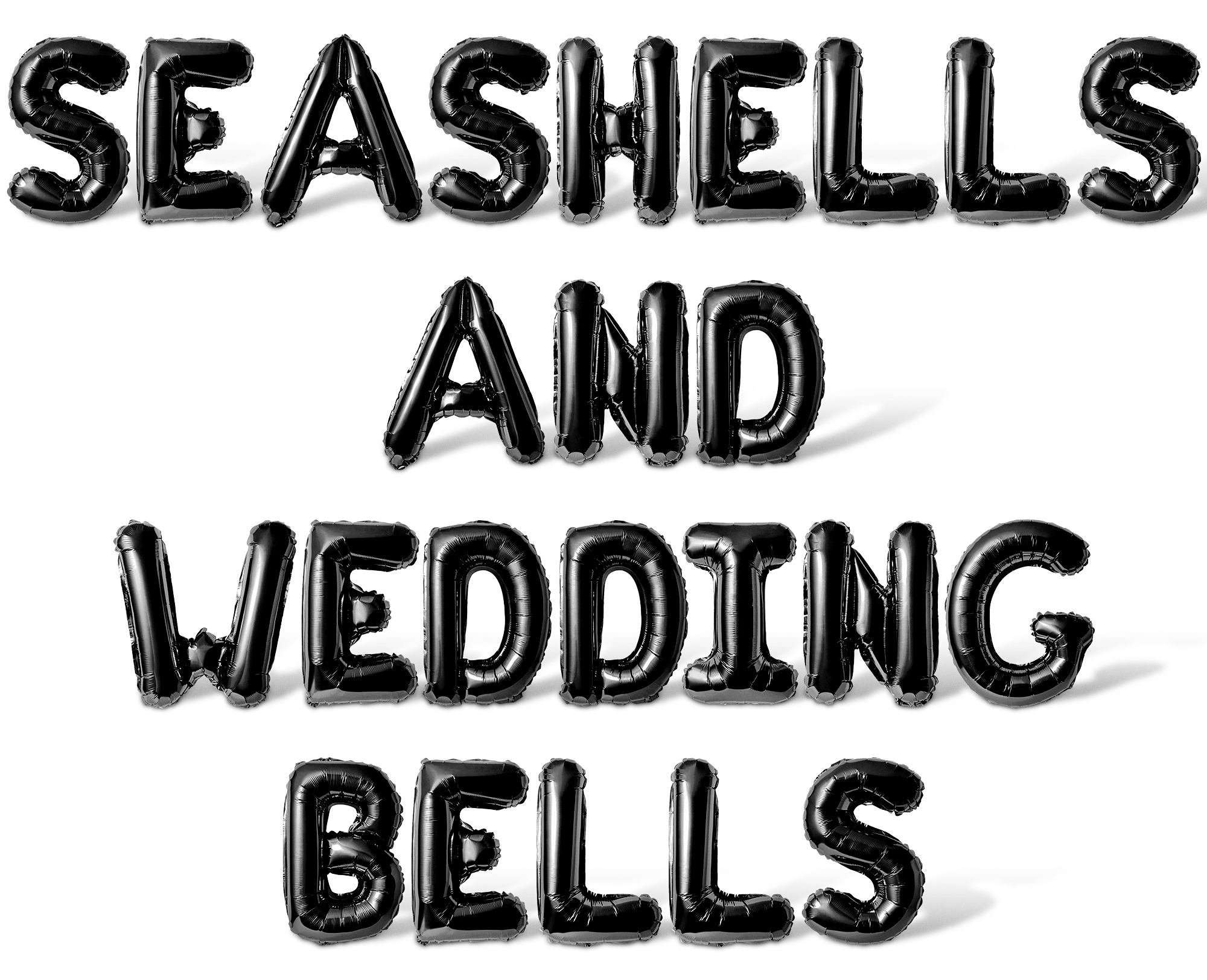 Letter Balloons - SEASHELLS AND WEDDING BELLS 16" Inch Alphabet Letters Foil Mylar Balloon Bachelorette Party Banner (Black)
