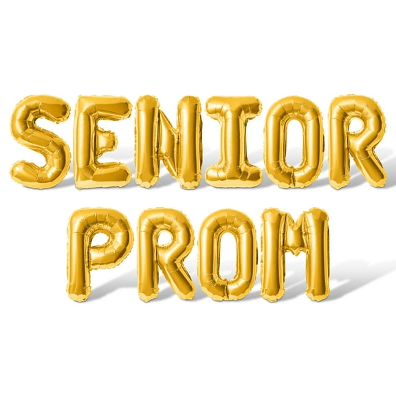 Letter Balloons - SENIOR PROM 16" Inch Alphabet Letters Foil Mylar Balloon Senior Prom Party Banner (Gold)