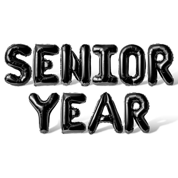 Letter Balloons - SENIOR YEAR 16" Inch Alphabet Letters Foil Mylar Balloon Senior Night Party Banner (Black)
