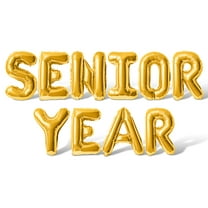 Letter Balloons - SENIOR YEAR 16" Inch Alphabet Letters Foil Mylar Balloon Senior Night Party Banner (Gold)