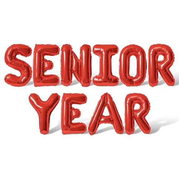 Letter Balloons - SENIOR YEAR 16" Inch Alphabet Letters Foil Mylar Balloon Senior Night Party Banner (Red)