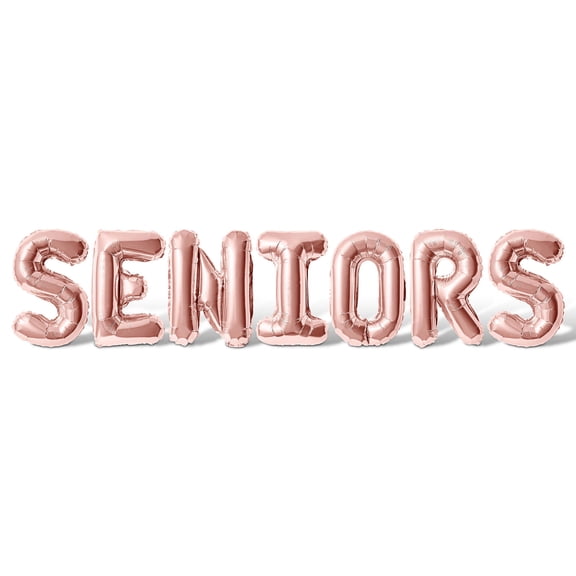 Letter Balloons - SENIORS 16" Inch Alphabet Letters Foil Mylar Balloon Graduation Party Banner (Rose Gold)
