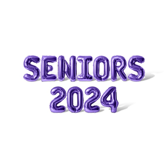 Letter Balloons - SENIORS 2024 16" Inch Alphabet Letters Foil Mylar Balloon Graduation Day Party Banner (Purple)