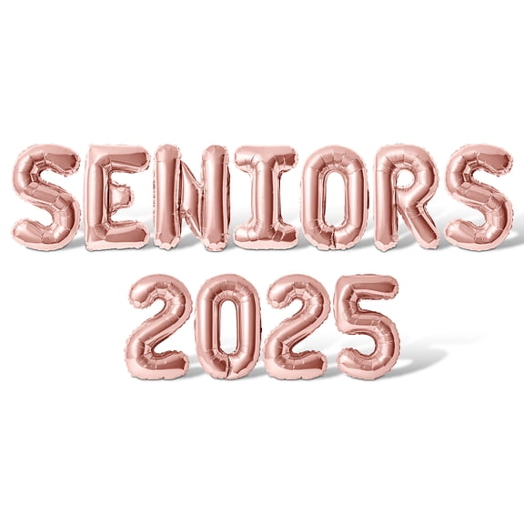 Letter Balloons - SENIORS 2025 16" Inch Alphabet Letters Foil Mylar Balloon Graduation Party Banner (Rose Gold)