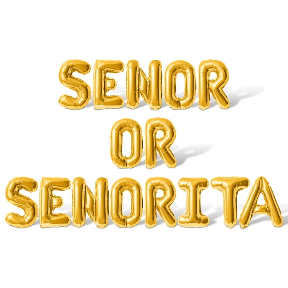 Letter Balloons - SENOR OR SENORITA 16" Inch Alphabet Letters Foil Mylar Balloon Baby Shower Party Banner (Gold)