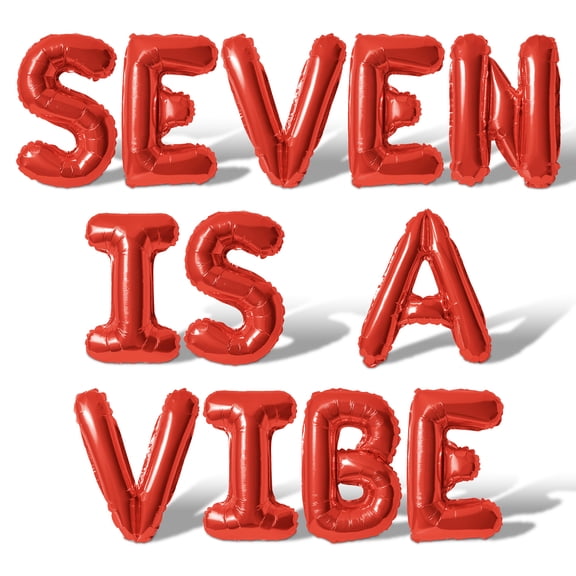 Letter Balloons - SEVEN IS A VIBE 16" Inch Alphabet Letters Foil Mylar Balloon 7th Birthday Party Banner (Red)