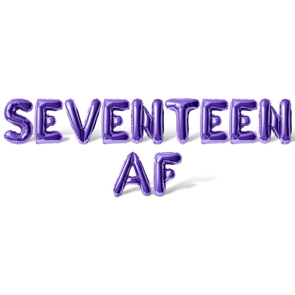 Letter Balloons - SEVENTEEN AF 16" Inch Alphabet Letters Foil Mylar Balloon 17th Birthday Party Banner (Purple)