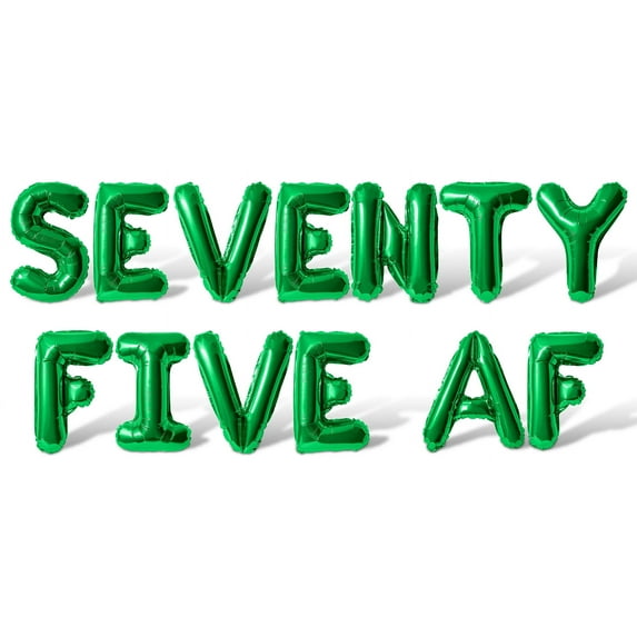 Letter Balloons - SEVENTY FIVE AF 16" Inch Alphabet Letters Foil Mylar Balloon 75th Birthday Party Banner (Green)