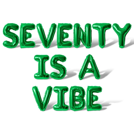 Letter Balloons - SEVENTY IS A VIBE 16" Inch Alphabet Letters Foil Mylar Balloon 70th Birthday Party Banner (Green)