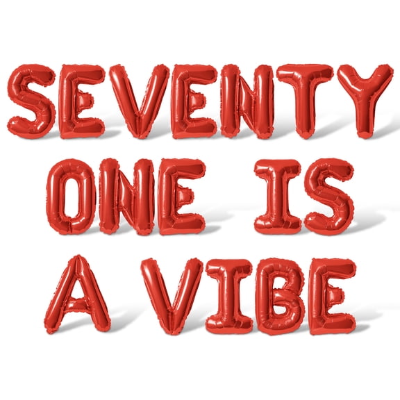 Letter Balloons - SEVENTY ONE IS A VIBE 16" Inch Alphabet Letters Foil Mylar Balloon 71st Birthday Party Banner (Red)