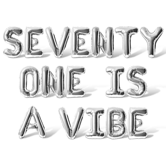 Letter Balloons - SEVENTY ONE IS A VIBE 16" Inch Alphabet Letters Foil Mylar Balloon 71st Birthday Party Banner (Silver)
