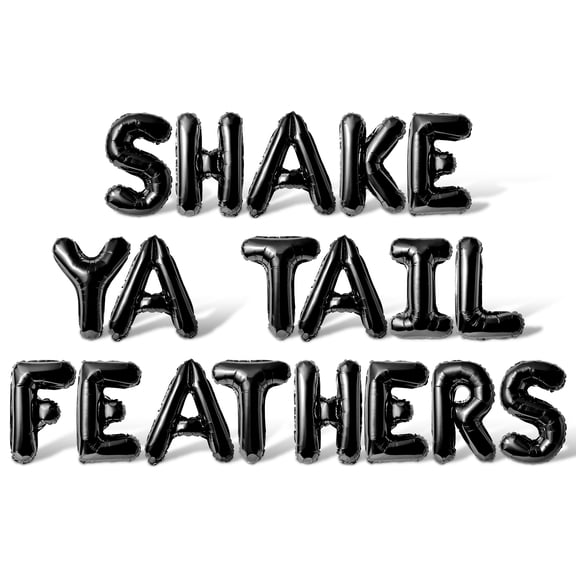 Letter Balloons - SHAKE YA TAIL FEATHERS 16" Inch Alphabet Letters Foil Mylar Balloon Bachelorette or Bridal Shower Party Banner (Black)