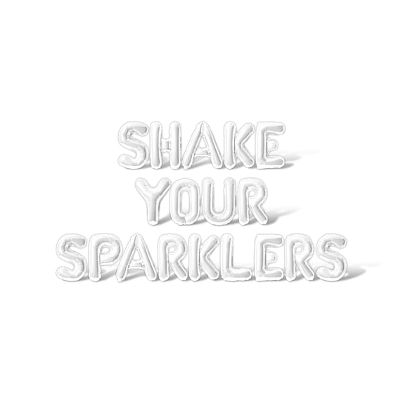 Letter Balloons - SHAKE YOUR SPARKLERS 16" Inch Alphabet Letters Foil Mylar Balloon 4th of July Party Banner (White)