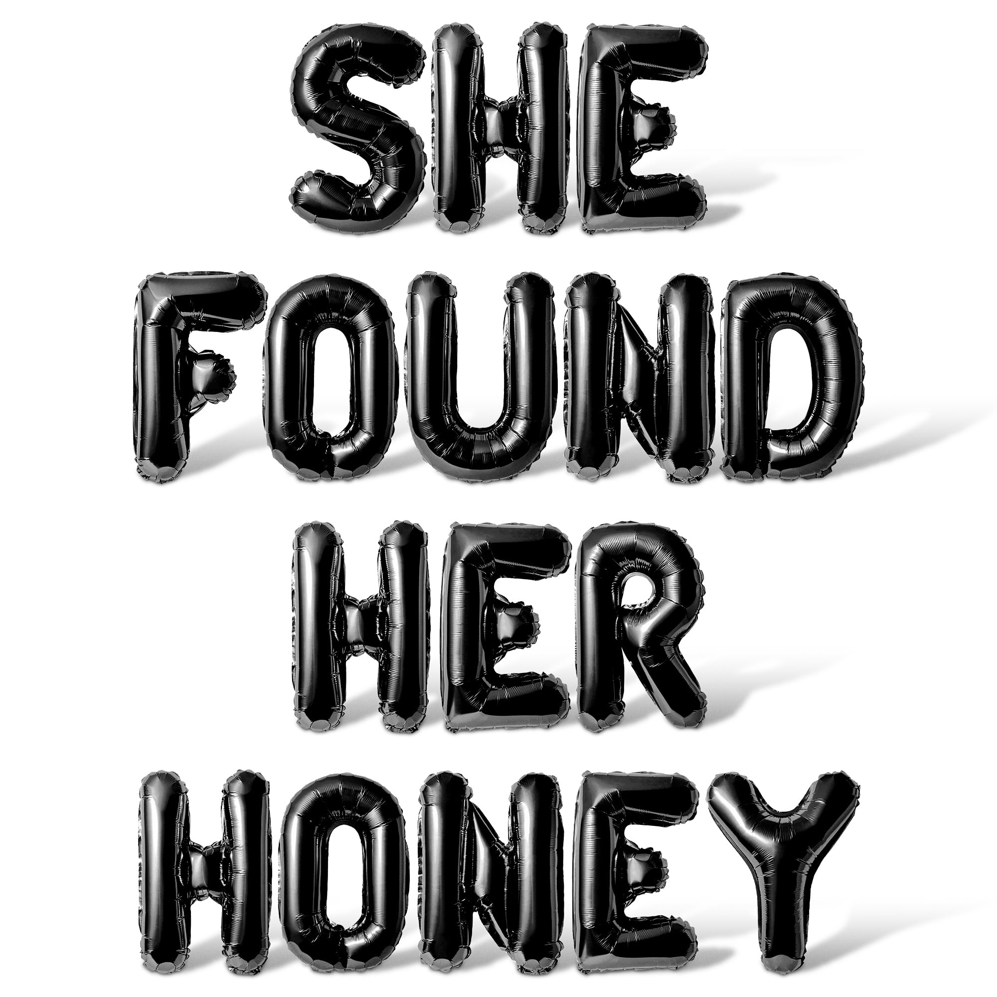 Letter Balloons - SHE FOUND HER HONEY 16" Inch Alphabet Letters Foil Mylar Balloon Bachelorette Party Banner (Black)