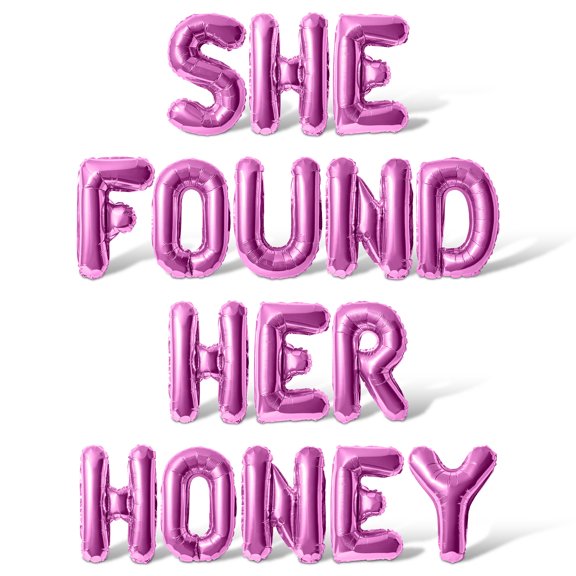 Letter Balloons - SHE FOUND HER HONEY 16" Inch Alphabet Letters Foil Mylar Balloon Bachelorette Party Banner (Pink)