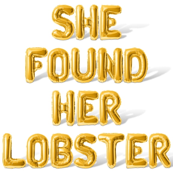 Letter Balloons - SHE FOUND HER LOBSTER 16" Inch Alphabet Letters Foil Mylar Balloon Bachelorette Party Banner (Gold)