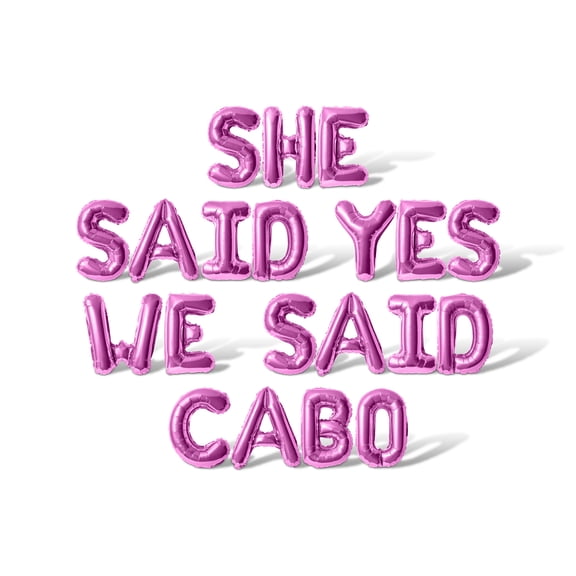Letter Balloons - SHE SAID YES WE SAID CABO 16" Inch Alphabet Letters Foil Mylar Balloon Bachelorette or Bridal Shower Party Banner (Pink)