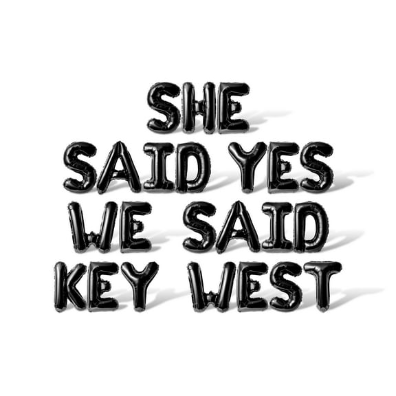Letter Balloons - SHE SAID YES WE SAID KEY WEST 16" Inch Alphabet Letters Foil Mylar Balloon Bachelorette or Bridal Shower Party Banner (Black)