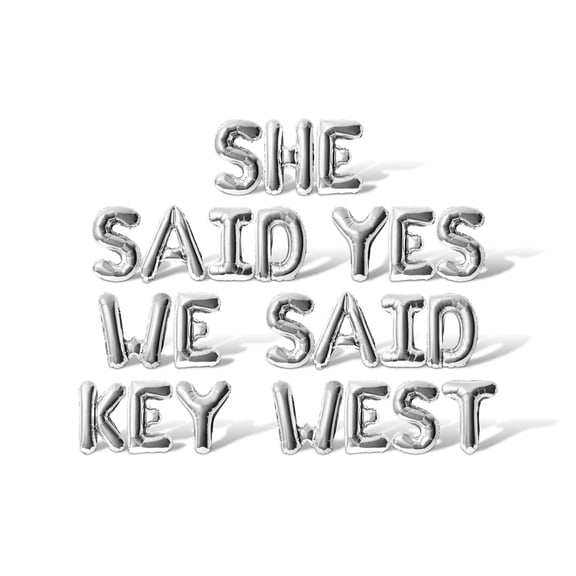 Letter Balloons - SHE SAID YES WE SAID KEY WEST 16" Inch Alphabet Letters Foil Mylar Balloon Bachelorette or Bridal Shower Party Banner (Silver)