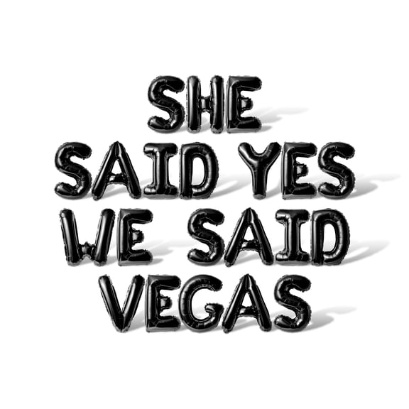 Letter Balloons - SHE SAID YES WE SAID VEGAS 16" Inch Alphabet Letters Foil Mylar Balloon Bachelorette or Bridal Shower Party Banner (Black)