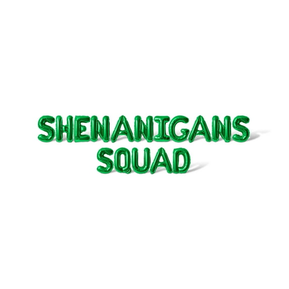 Letter Balloons - SHENANIGANS SQUAD 16" Inch Alphabet Letters Foil Mylar Balloon St. Patrick's Day Party Banner (Green)