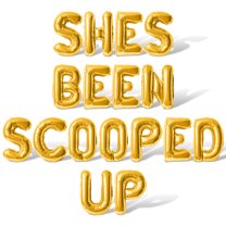 Letter Balloons - SHES BEEN SCOOPED UP 16" Inch Alphabet Letters Foil Mylar Balloon Bachelorette Party Banner (Gold)