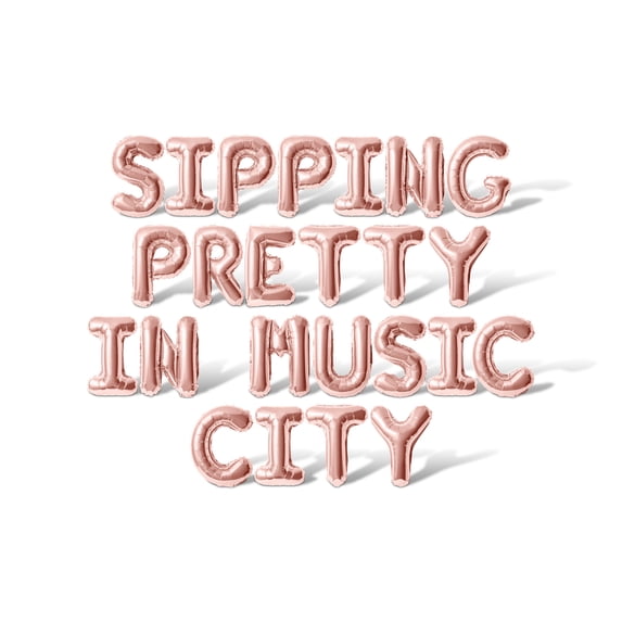 Letter Balloons - SIPPING PRETTY IN MUSIC CITY 16" Inch Alphabet Letters Foil Mylar Balloon Bachelorette or Bridal Shower Party Banner (Rose Gold)