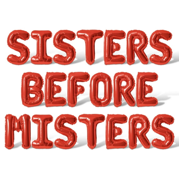 Letter Balloons - SISTERS BEFORE MISTERS 16" Inch Alphabet Letters Foil Mylar Balloon Galentines Day Party Banner (Red)