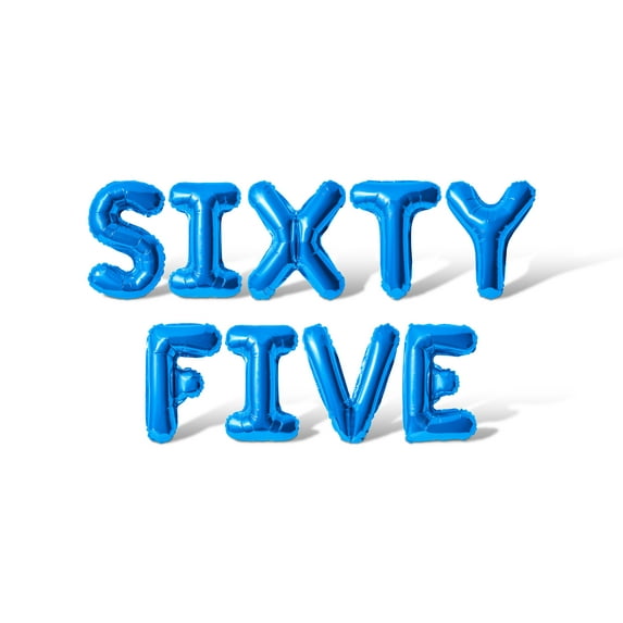 Letter Balloons - SIXTY FIVE 16" Inch Alphabet Letters Foil Mylar Balloon Birthday Party Banner (Blue)