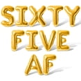 thumbnail image 1 of Letter Balloons - SIXTY FIVE AF 16" Inch Alphabet Letters Foil Mylar Balloon 65th Birthday Party Banner (Gold), 1 of 5