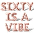thumbnail image 1 of Letter Balloons - SIXTY IS A VIBE 16" Inch Alphabet Letters Foil Mylar Balloon 60th Birthday Party Banner (Rose Gold), 1 of 5