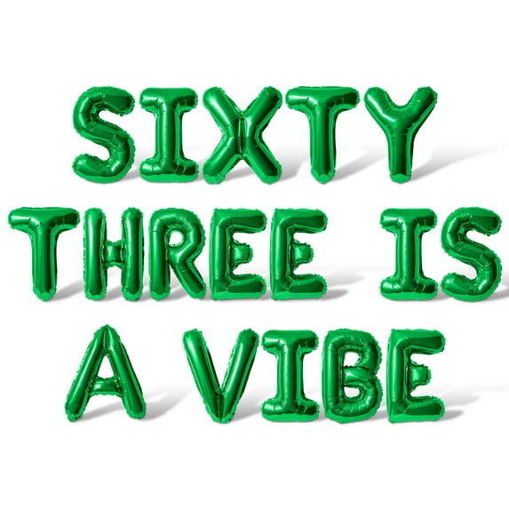 Letter Balloons - SIXTY THREE IS A VIBE 16" Inch Alphabet Letters Foil Mylar Balloon 63rd Birthday Party Banner (Green)