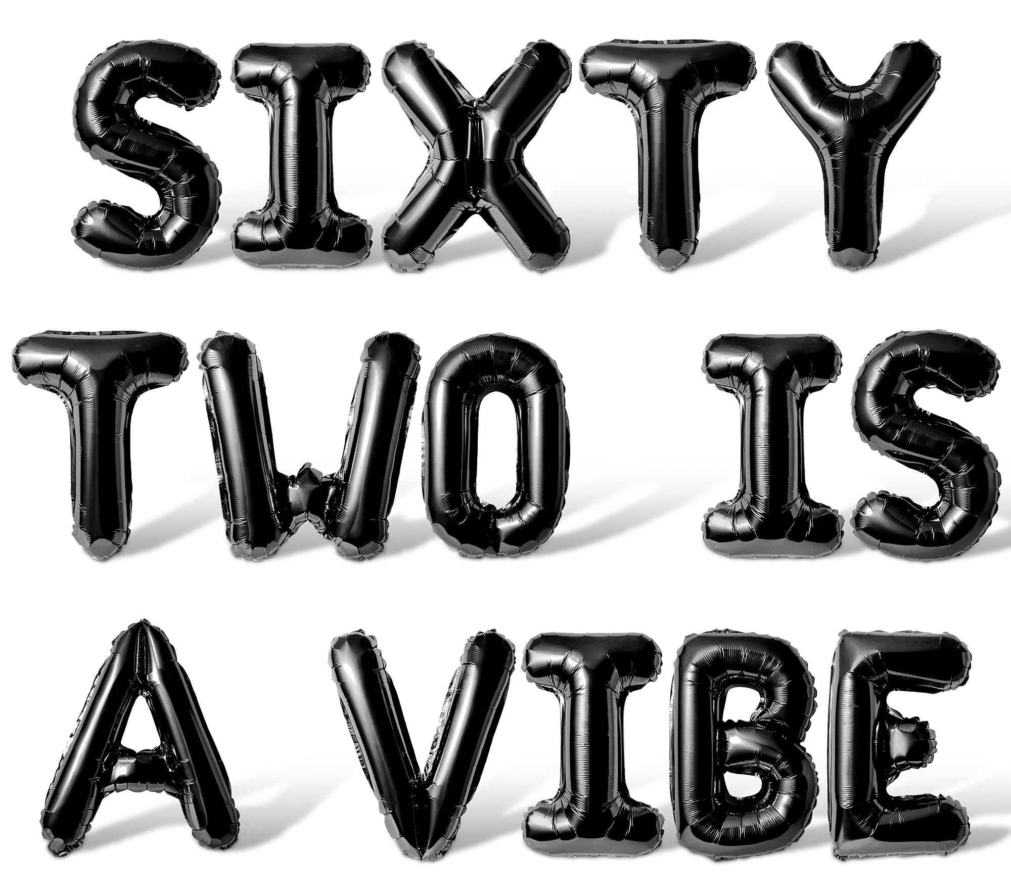 Letter Balloons - SIXTY TWO IS A VIBE 16" Inch Alphabet Letters Foil Mylar Balloon 62nd Birthday Party Banner (Black)