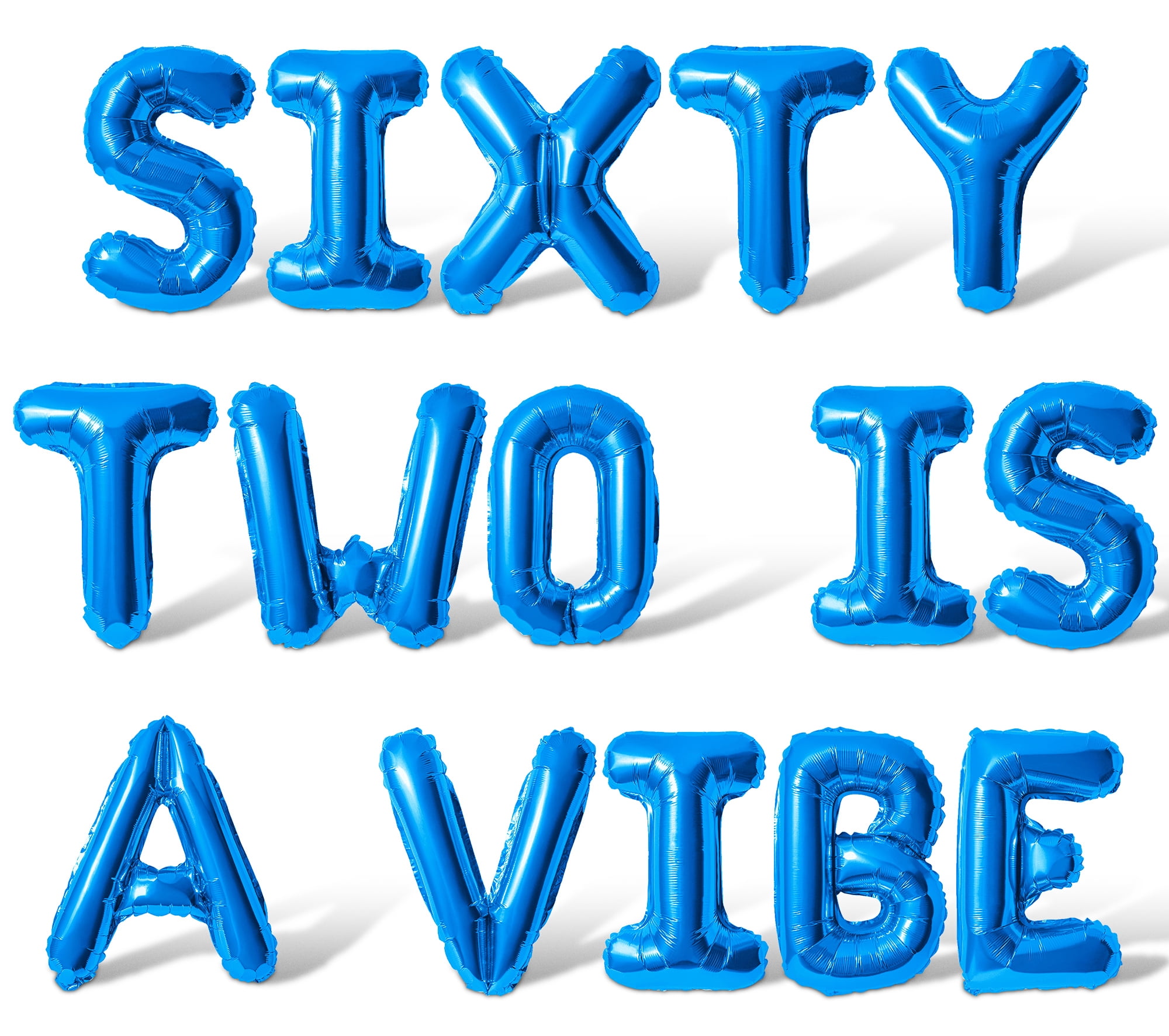 Letter Balloons - SIXTY TWO IS A VIBE 16" Inch Alphabet Letters Foil Mylar Balloon 62nd Birthday Party Banner (Blue)