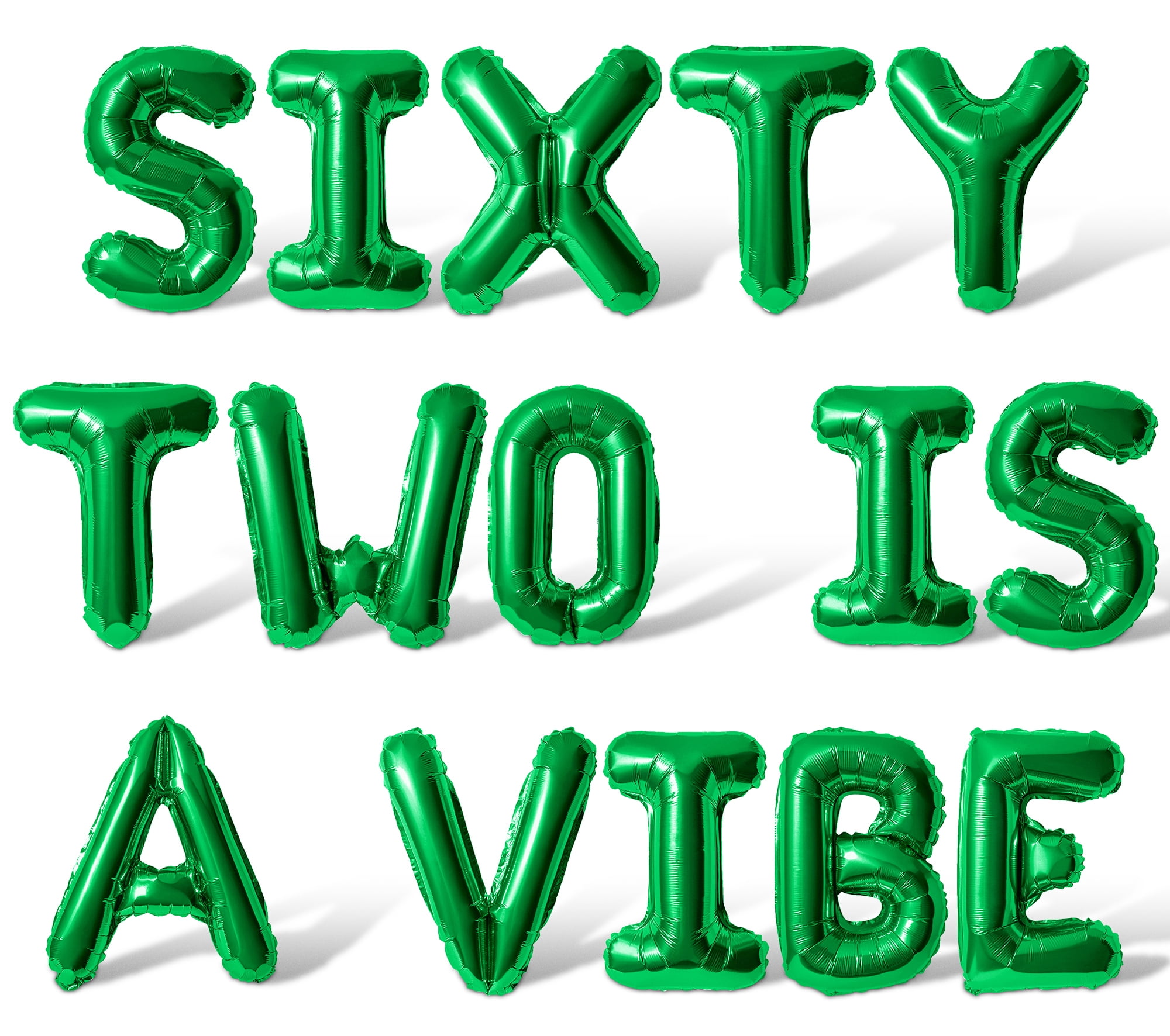 Letter Balloons - SIXTY TWO IS A VIBE 16" Inch Alphabet Letters Foil Mylar Balloon 62nd Birthday Party Banner (Green)
