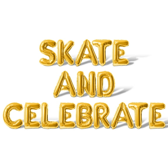 Letter Balloons - SKATE AND CELEBRATE 16" Inch Alphabet Letters Foil Mylar Balloon Birthday Party Banner (Gold)