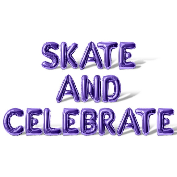 Letter Balloons - SKATE AND CELEBRATE 16" Inch Alphabet Letters Foil Mylar Balloon Birthday Party Banner (Purple)